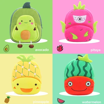 Meyve Peluş Sırt Çantası Sebze Karikatür Avokado Çocuk Ananas Yüksek Kapasiteli okul çantası Bebek Sırt Çantası