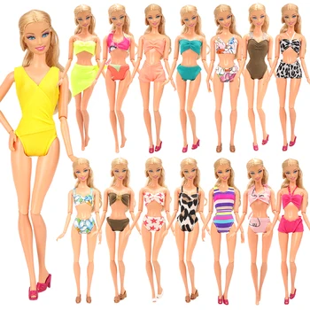 Moda Sevimli Bebek Giysileri 10 adet/5 Mayo Bikini + 5 Bebek Ayakkabıları Kız Çocukları için Barbie Oyuncak Aksesuar oyuncak ev seti