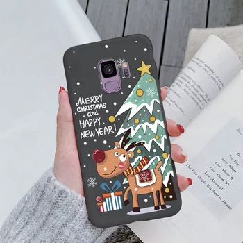 Noel Yeni Yıl samsung kılıfı Galaxy S9 S 9 Artı Telefon Kapak Karikatür Geyik Noel Baba Yumuşak Silikon Fundas Samsung S9