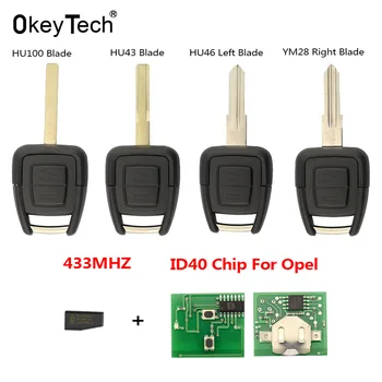 OkeyTech 2BT 433 MHz ID40 Çip Çevirme Uzaktan Araba Anahtarı Vauxhall Opel Astra Vectra Zafira Kesilmemiş HU100 HU43 YM28 HU46 Bıçak 433 MHz