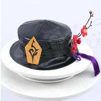 Oyun Genshin Darbe Hu Tao Cosplay Kostüm Şapka PU Kap Şapkalar Cadılar Bayramı Prop