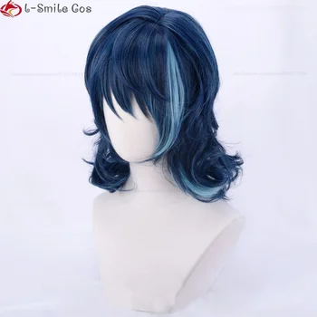 Oyun Topluluk Yıldız ES Tsumugi Aoba Cosplay Peruk Kısa Mavi Golleri ısıya dayanıklı Sentetik saç Cadılar Bayramı Peruk + Peruk Kap