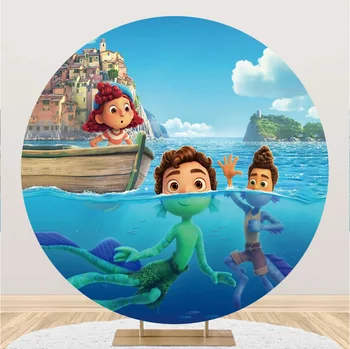 Parti Arka Planında Özel Arka Plan Yuvarlak Şekil Disney Yaz Dostluk Günü Luca Doğum Günü Süslemeleri çocuk Dekorasyon Duvar