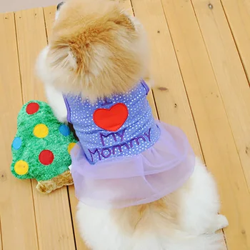 Pet Yaz Köpek Giysileri Babamı Seviyorum Anne Köpek Yelek Sevimli Nokta Köpek T Shirt Prenses Köpek Elbise Etek Pet Gömlek Küçük Köpekler İçin