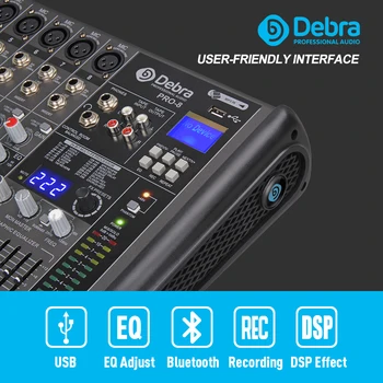 Profesyonel Debra Ses PRO 8 Kanal 256 DSP Ses Efektleri Bluetooth Stüdyo Mikser Ses DJ Ses Kontrol Arayüzü