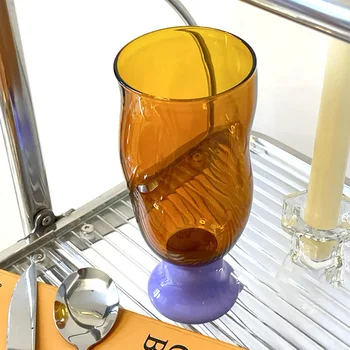 Renk borosilikat cam Kupa S eğrisi dalga şekli ısıya dayanıklı cam bardak kırmızı şarap kokteyller kahve buzlu su bardağı
