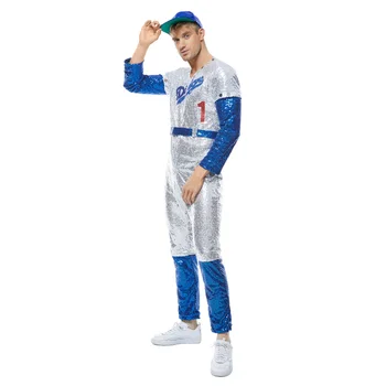 Rocketman Elton John Cosplay Kostüm Dodgers Beyzbol Üniforma Kıyafetler Cadılar Bayramı Karnaval Takım Elbise Erkekler Kadınlar İçin