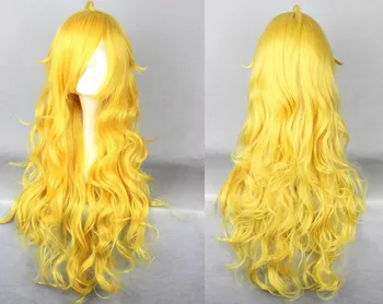 RWBY Yang Xiao Uzun sarı kostümlü oyun Saç ısı direnci Anime Saç Kadınlar için Parti Cosplay Şapkalar Kostümleri Aksesuarları