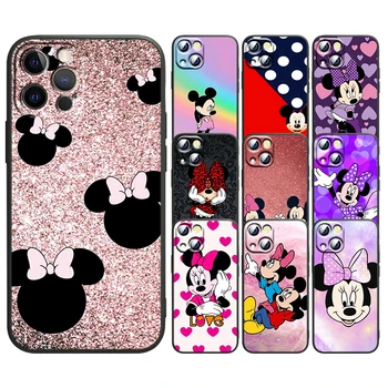 Sevimli Mickey Mouse Kılıf Apple iPhone 14 13 12 Mini 11 XS Pro Max X XR 8 7 Artı SE 2020 Yumuşak TPU Siyah Telefon Kapak