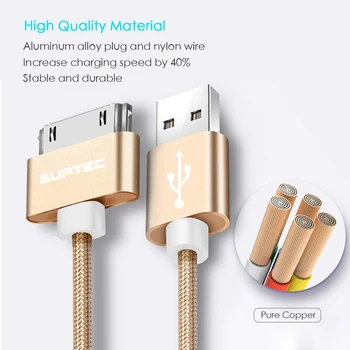 SUPTEC iPhone 4 4s için 3GS 3G iPad 1 2 3 iPod Nano dokunmatik 30 Pin USB kablosu Hızlı Şarj Orijinal şarj adaptörü Data Sync Kablosu