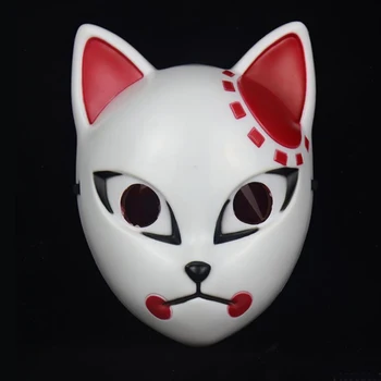 Takerlam Kamado Tanjirou Maske Anime iblis avcısı Kimetsu Hiçbir Yaiba Oni Maske Cosplay Tam Yüz Cadılar Bayramı Kostüm Tilki Maskesi Sahne