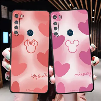Telefon Kılıfı için Motorola Moto G30 G60 G50 G22 G9 G8 Güç Lite One Fusion Artı G200 Kenar 20 30 Funda Kapak Pembe Sevimli Minnie Mouse