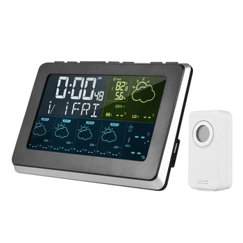 Tuya WiFi dijital alarmlı saat duvar saati Hava İstasyonu wifi Kapalı Açık Sıcaklık Nem Basınç Rüzgar Hava Durumu LCD