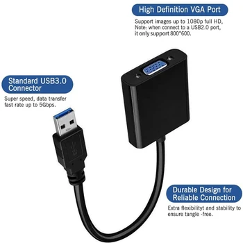 USB 3.0 VGA Video Grafik Kartı Ekran Harici Kablo Adaptörü PC HDTV için 1080P / USB 3.0 Dişi VGA Konektörü