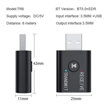 VAORLO Bluetooth 5.0 Ses Alıcı Verici Mini 3.5 mm Jack AUX USB Stereo Müzik Kablosuz Adaptörü için TV Araba PC Kulaklık BT