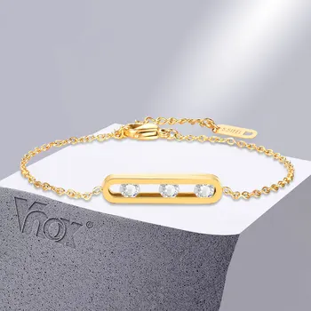 Vnox Altın Renk Zinciri Bilezikler Kadınlar için, Paslanmaz Çelik Bağlantı Zincirleri Bileklik Takı, Şık Hediyeler Onun için, Uzunluğu Ayarlanabilir