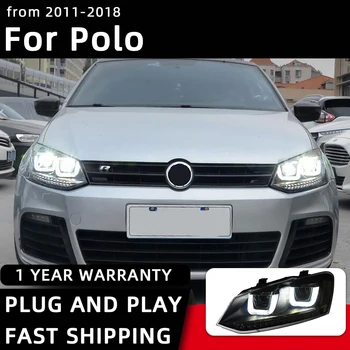 VW POLO LED Far 2011-2018 için araba Şekillendirme Farlar Lamba DRL Projektör Lens Otomotiv Accessori Sinyal Baş