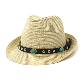 Yaz güneş şapkası Erkekler Serin Caz Şapka Fedora Hasır Şapkalar Kadın Katı Panama plaj şapkaları Kap Sombrero Gorras