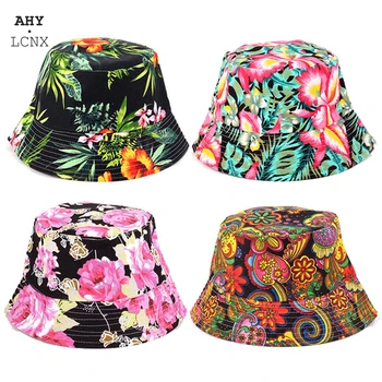 Yaz Sonbahar Yeni Moda Geri Dönüşümlü Çiçek Desen Katlanabilir Kova Şapka Balıkçı Kapaklar Kadınlar İçin Açık Güneş Şapka Önlemek