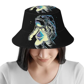 Yaz Uzay Ethereum Kova Şapka Kadın Erkek Bitcoin Cryptocurrency Streetwear Bob Balıkçılık Balıkçı Şapka Kız Erkek Panama Kap