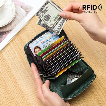 Yeni 2022 RFID Kadın Cüzdan Kadın Hakiki Deri Çanta Kısa Fermuarlı bozuk para cüzdanı Katı Vintage el çantası Kart Sahipleri