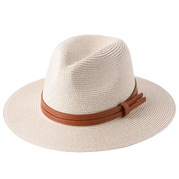 Yeni Doğal Panama Yumuşak Şekilli Hasır Şapka Yaz Kadın Erkek Geniş Ağız Plaj güneşlikli kep UV Koruma Fedora Şapka