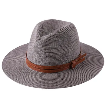 Yeni Doğal Panama Yumuşak Şekilli Hasır Şapka Yaz Kadın / Erkek Geniş Ağız Plaj güneşlikli kep UV Koruma Fedora Şapka 56-58-59-60CM