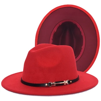 Yeni İki Renkli Fedora Şapka 2022 Ayarlanabilir Unisex Şapka Keçe Caz Şapka Tasarım Sonbahar Kış Fascinator Kadınlar İçin Zarif Panama Şapka