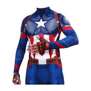 Yeni Kaptan Amerika Tulum Cosplay Kostüm Süper Kahraman Yetişkin Çocuklar Cadılar Bayramı Karnaval Parti Gösterisi Bodysuit