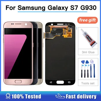 Yeni Süper AMOLED samsung LCD Galaxy S7 G930A G930F SM-G930F dokunmatik LCD ekran Ekran Meclisi Samsung S7 G930