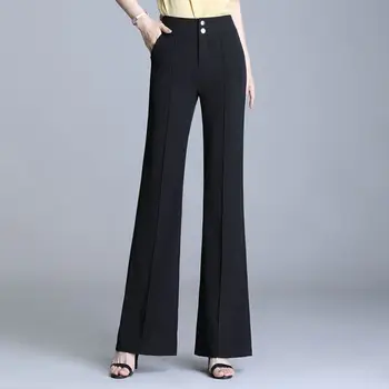 Yeni Yaz Pantolon Yüksek Bel Geniş Bacak Pantolon Düz Ofis Pantolon Kadın Artı Büyük Boy Moda Nefes Gri Siyah Beyaz