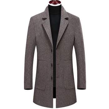 Yeni Yün Ceket Erkekler Sonbahar Kış Moda Yaka Yün Rüzgarlık Ceket Rahat Palto Siper Giyim Erkek Ceketler