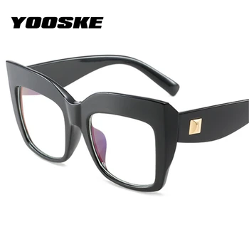 YOOSKE Kedi Gözü Optik Gözlük Kadınlar için Moda Perçin Büyük Boy Gözlük Çerçeveleri Lüks Marka Şeker Renk Gözlük Gözlük
