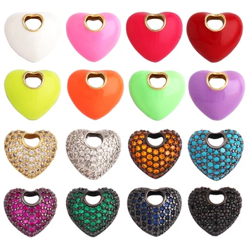 Zarif 18K Altın Kaplama Kalp Charm Kolye Aşk Hediye, Moda Tam Elmas Kolye Küpe El Yapımı Takı Malzemeleri