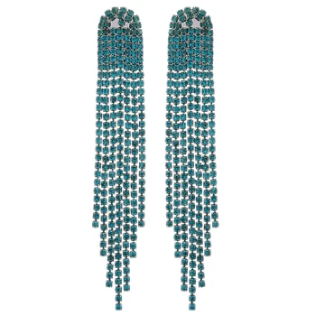Ztech Kore Moda Klasik Tarzı Uzun Kristal Bağlantı Püskül Küpe Kadınlar İçin Mavi / Yeşil / Pembe Popüler Renk Bildirimi Takı