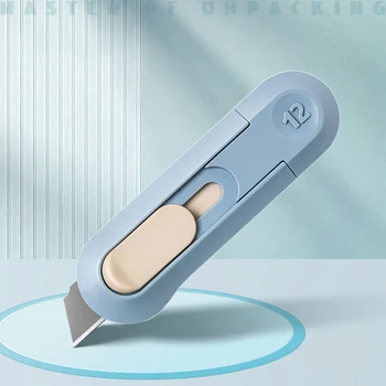 Çakı Maket Bıçağı Kawaii Kırtasiye Katlanır Bıçak Kawaii Masa Aksesuarları Otomatik Geri Çekme Unboxing Kesici Ofis Okul