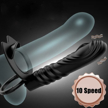 Çift Penetrasyon Vibratör Seks Oyuncakları Penis Strapon Dildo Vibratör Penis üzerinde kayış Anal Plug Adam için Yetişkin Seks çiftler için oyuncaklar