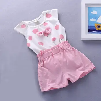 çocuk kız Yaz tankı kıyafetler 6m 12m 2T 3T Yürüyor çocuk bebek kız kıyafetler pamuk serin tişört + Şort Pantolon giyim Seti sevimli