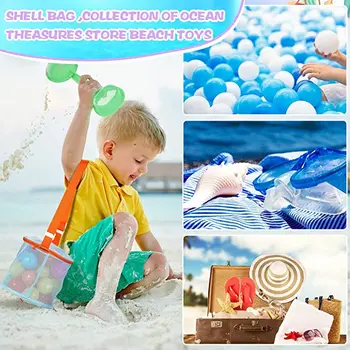 Çocuk saklama çantası Plaj Üç Boyutlu Yuvarlak Kum Kovası Oyuncak Bitirme Koleksiyonu Ayarlanabilir Örgü Plaj Çocuk Makyaj Çantası