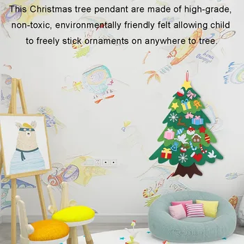 Çocuklar DIY keçe Yılbaşı Ağacı 95cm Süsler İle Çocuk Noel İçin Yeni Yıl Hediyeleri 2022 Kapı Duvar Asılı Dekorasyon