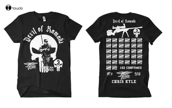 Şeytan Ramadi T-Shirt Chris Kyle Amerikan Keskin Nişancı Cpo Baskılı Yuvarlak Erkek T Shirt Ucuz Fiyat Üst Harajuku Tee Gömlek unisex