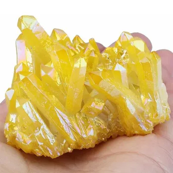 1 ADET Doğal Sarı Citrine Kristal Sütun El Sanatları seramik karo Kristal Citrine Küme mineral örneği Otel Dekor için 100g