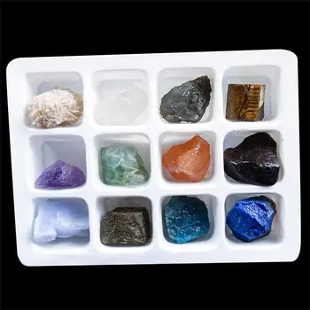 12 adet Kaya Mineral Koleksiyonu Doğal Jeoloji Cevheri Örnekleri Kiti Jeoloji Meraklıları Doğal Kristal Akik taşları Depolama G