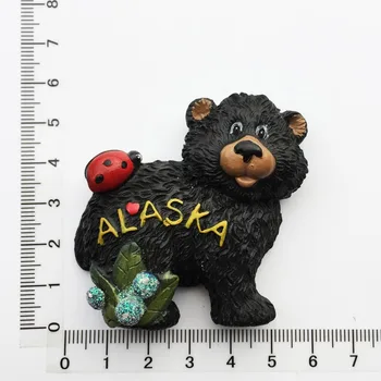 ABD Alaska Ayı Kawaii Buzdolabı Mıknatısları Turizm Hatıra İngiliz Kanada Ayı Buzdolabı Manyetik Çıkartmalar Sevimli Mıknatıs Dekor Hediye