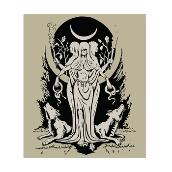 Ay Tanrıçası Kurt Büyücülük Goblen Duvar Asılı Ortaçağ Avrupa Tarot Kehanet Goblen Meditasyon Yoga Retro Hippi Kumaş