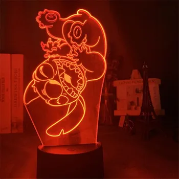 Disney Lilo ve Stitch LED 3D gece ışık dekorasyonu karikatür lamba ev dekor küçük canavar Neon ışıkları sevimli Lampe çocuk hediyeler