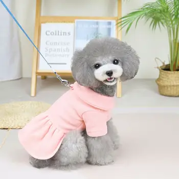 Evcil hayvan Giysileri Sonbahar Kış Düz Renk Prenses Elbise Küçük Köpek Ceket Moda Zarif Köpek Koşum Kız Sevimli Etek Kaniş Yorkie