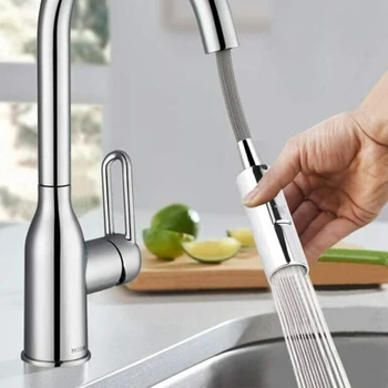Evrensel Pull Out sprey başlığı Değiştirin Evrensel mutfak lavabo musluğu batarya Dokunun Duş Çanak Duş Su Tasarrufu Sprey Gümüş