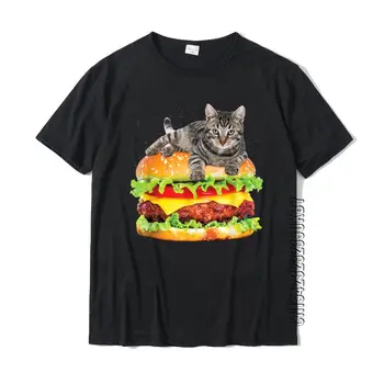 Hamburger Uzay Kedi T-Shirt Komik Kitty Tee Tarafından Zany Zeki Pamuk Parti Tops T Gömlek Yaygın Erkek Üst T-Shirt Moda