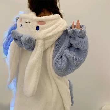 Kadın Pijama Kigurumi Pijama İki Adet Set Gecelik Anime Köpek Gecelik Kız Sleepwshirt Kış Pazen Ev Giysileri